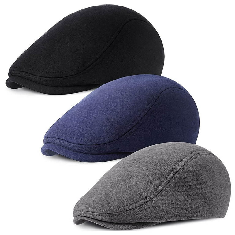 3 Pieces Newsboy Men's Hat Cotton Soft Stretch Fit Men Cap Cabbie Driving  Hat for Men