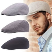 3 Pieces Newsboy Men's Hat Cotton Soft Stretch Fit Men Cap Cabbie Driving Hat for Men