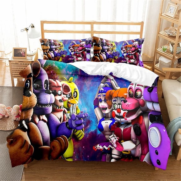 3 Pieces Nights at Freddy's Duvet Cover Sets Game Super Soft Bedding Set for All Season Comfy Quilt Cover with Pillow Shams