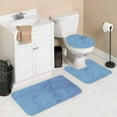thumbnail image 1 of 3 Pieces Non Slip Fluffy Shaggy Chenille Light Blue #6 Color U- Shape Toilet Bath Mats for Bathroom Tub Shower, 1 of 3