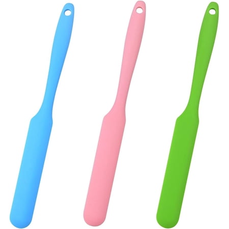 3 Pieces Non-Stick Wax Spatulas, Silicone Spatula Waxing Applicator Hair Removal Sticks Easy to Clean Reusable Scraper Large Hard Wax Sticks for Home Salon Body Use, Pink, Green and Blue