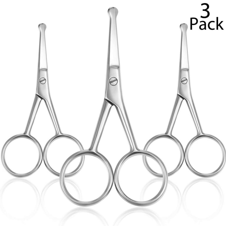 Stainless Steel Rounded Tip Nose Hair Scissors, Eyebrow, Mustache,  Sideburn, Safe Rounded Tip Beauty Scissors