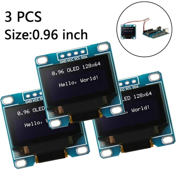 3 Pieces OLED Module 128x64 Driver IIC Serial Self-Luminous Display Board Compatible，White