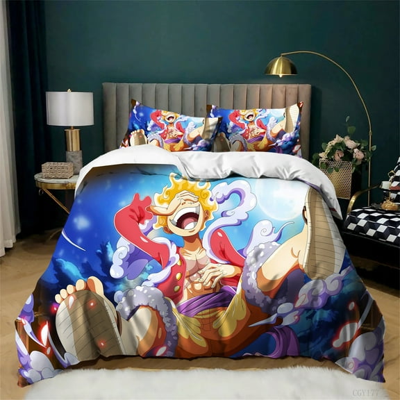 3 Pieces One Piece Bedding Set Anime Nika Duvet Cover Set Twin Size Soft Lightweight Quilt Cover for All Season