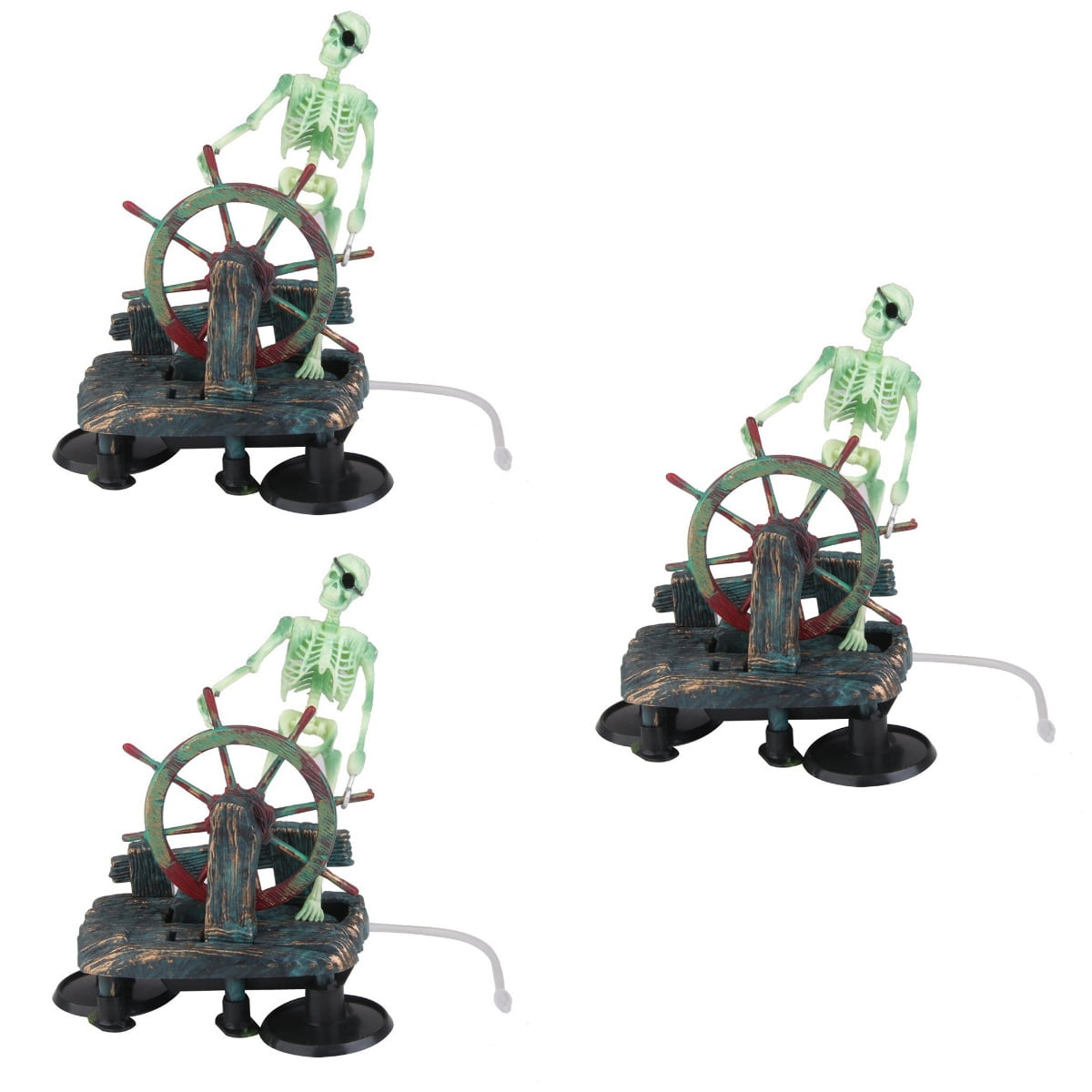 3 Pieces Ornament Skeleton Wheel Aquarium Landscaping Decoraciones Para