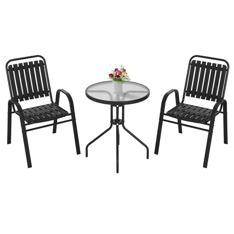 Small 3-Piece Outdoor Bistro Patio Set, Table and Chairs, Balcony 