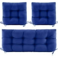 thumbnail image 1 of 3 Pieces Outdoor Chair Cushions Clearance with Ties,44x19x5 Inches,1 Love seat &2 U-Shape Tufted Patio  Cushions for Wicker Outdoor Furniture,All Weather,Blue, 1 of 6