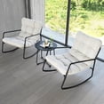 thumbnail image 1 of 3 Pieces Outdoor Conversation Set, Metal Patio Bistro Set with 2 Outdoor Rocking Chairs and Side Table, Patio Furniture Set with Cushions for Apartment, Porch, Balcony, Poolside, Off-White, 1 of 9