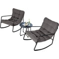 thumbnail image 1 of 3 Pieces Outdoor Conversation Set, Metal Patio Bistro Set with 2 Outdoor Rocking Chairs and Side Table, Patio Furniture Set with Cushions for Apartment, Porch, Balcony, Poolside, Dark Grey, 1 of 7