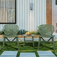 thumbnail image 1 of 3 Pieces Outdoor Patio Conversation Set, All Weather Plastic Table Chair Set Coffee Table Set with Open Shelf and 2 Chairs for Balcony Garden Yard Green, 1 of 8
