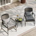 thumbnail image 1 of 3 Pieces Outdoor Patio Furniture Set,All-Weather Wicker Rattan Bistro Set with Coffee Table and Cushions for Yard,Garden,Balcony,Chocolate Brown, 1 of 18