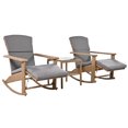 thumbnail image 1 of 3 Pieces Outdoor Rocking Chair Set, Wicker Rocking Chairs for 2 people, Adjustable Outdoor Wicker Double Rocking Chair with Coffee Table Suitable for Backyard, Garden, Poolside, Gray, 1 of 7