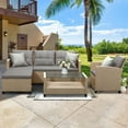 thumbnail image 1 of Patio Furniture Set Clearance, 4 Piece Patio Furniture Sets with Loveseat Sofa, Lounge Chair, Wicker Chair, Coffee Table, All-Weather Patio Sectional Sofa Set with Cushions for Backyard Garden Pool, 1 of 11