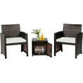 3 Pieces Outdoor Wicker Conversation Set with Waterproof Cover 2 Patio