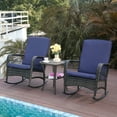 thumbnail image 1 of 3 Pieces Outdoor Wicker Rocking Chair Set, Wicker Patio Furniture Sets with Cushion and Tempered Glass Side Table, PE Rattan Patio Rocker Chairs Set for Balcony, Lawn and Porch Poolside,Grey, 1 of 6