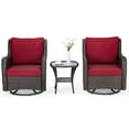 thumbnail image 1 of 3 Pieces Outdoor Wicker Swivel Patio Set, 360° Swivel Rocking Patio Chairs of 2 with Side Table and Fabric Cushions for Outside, Yard, Garden, Balcony (Rust-Encrypted Rattan), 1 of 7