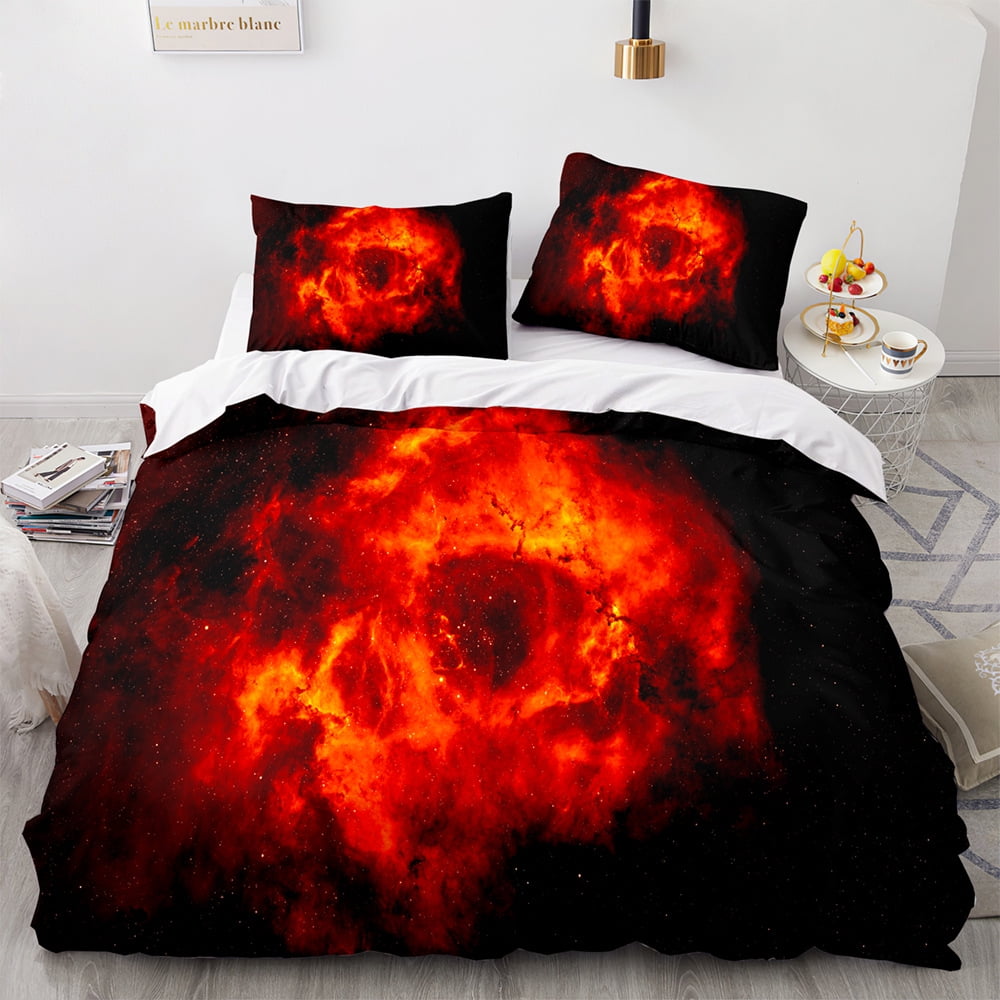 3 Pieces Outer Space Comforter Sets Bed in A Bag for Teen Boys Girls Kids Adults,3D Galaxy