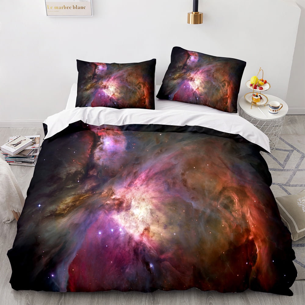 3 Pieces Outer Space Comforter Sets Bed in A Bag for Teen Boys Girls Kids Adults,3D Galaxy