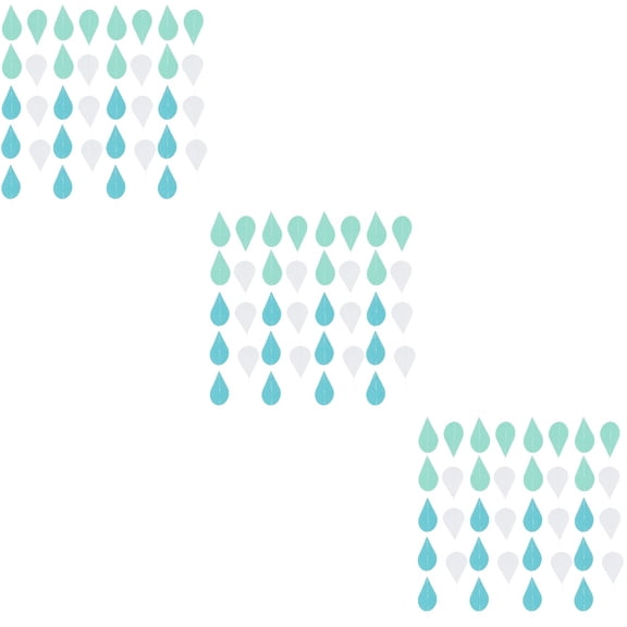 Set of 3 Paper Raindrop Banner Pendants for Luau Party Decorations and Raindrop Themed Events