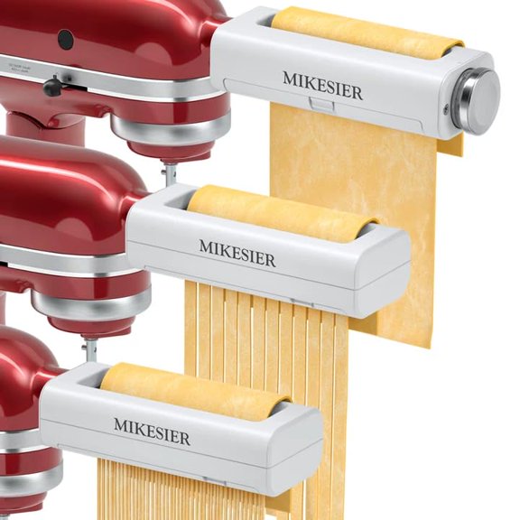 3 Pieces Pasta Maker Attachment for Kitchenaid Stand Mixers, Noodle Maker 3 PCs Set of Pasta Roller Fettuccine Cutter Spaghetti Cutter, Pasta Attachments Accessories with Cleaning Brush