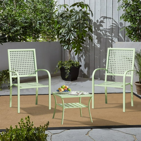 3 Pieces Patio Bistro Set, Outdoor Patio Furniture Table and Chairs for Porch Backyard Balcony