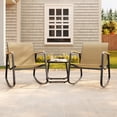 thumbnail image 1 of Asofer 3-Piece Outdoor Rocking Bistro Set, Patio Furniture Set with Glass Table for Poolside, Porch, Lawn, Brown, 1 of 10
