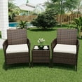 thumbnail image 1 of 3 Pieces Patio Furniture Set, Outdoor Furniture with Soft Cushions and Coffee Table, All-Weather Rattan Outdoor Patio Set with Seats, 1 of 8