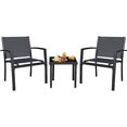 3 Pieces Patio Furniture Set Outdoor Textilene Patio Chairs with Coffee