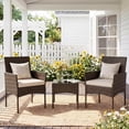 thumbnail image 1 of Simenmax 3 Piece Patio Wicker Furniture Set, Outdoor Rattan Chairs with Tempered Glass Coffee Table, Comfortable Washable Cushions for Balcony, Backyard, Poolside, Beige, 1 of 8
