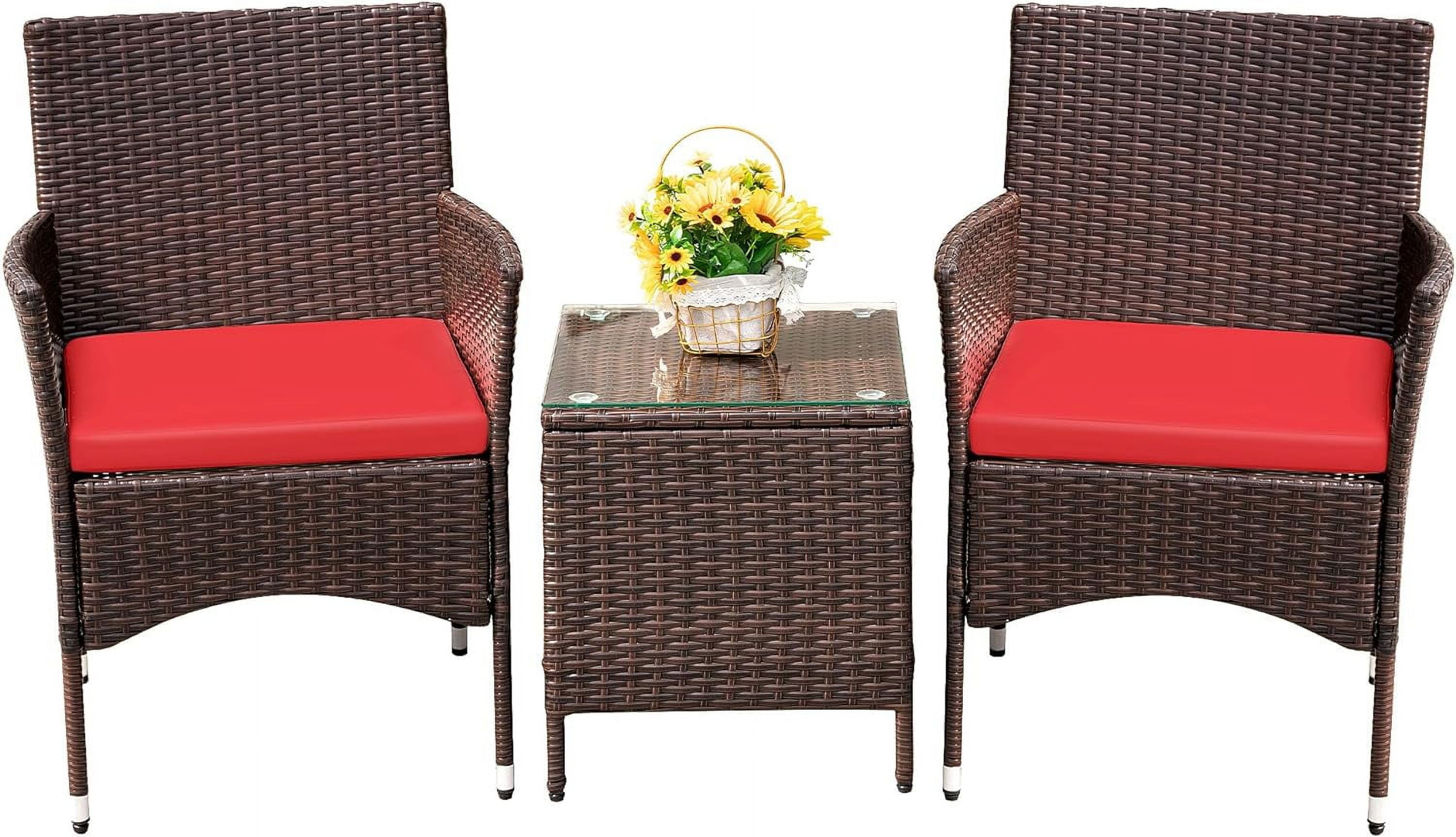 3 Pieces Patio Furniture Sets Clearance PE Rattan Wicker Chairs with ...