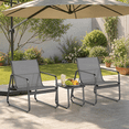 thumbnail image 1 of 3 Pieces Patio Outdoor Conversation Set with Coffee Table, Textilene Chair with glass table, Gray, 1 of 8