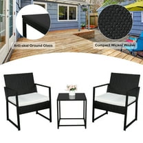3 Pieces Patio Rattan Chair Sets, Outdoor Bistro Set, PE Wicker Patio Furniture Sets, Front Porch Furniture Chairs Set with Glass Coffee Table for Backyard Deck Poolsid Garden, JA1946
