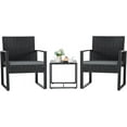 thumbnail image 1 of 3 Pieces Patio Set Outdoor Wicker Furniture Modern Bistro Rattan Chair Conversation Sets with Coffee Table for Yard (Grey), 1 of 4