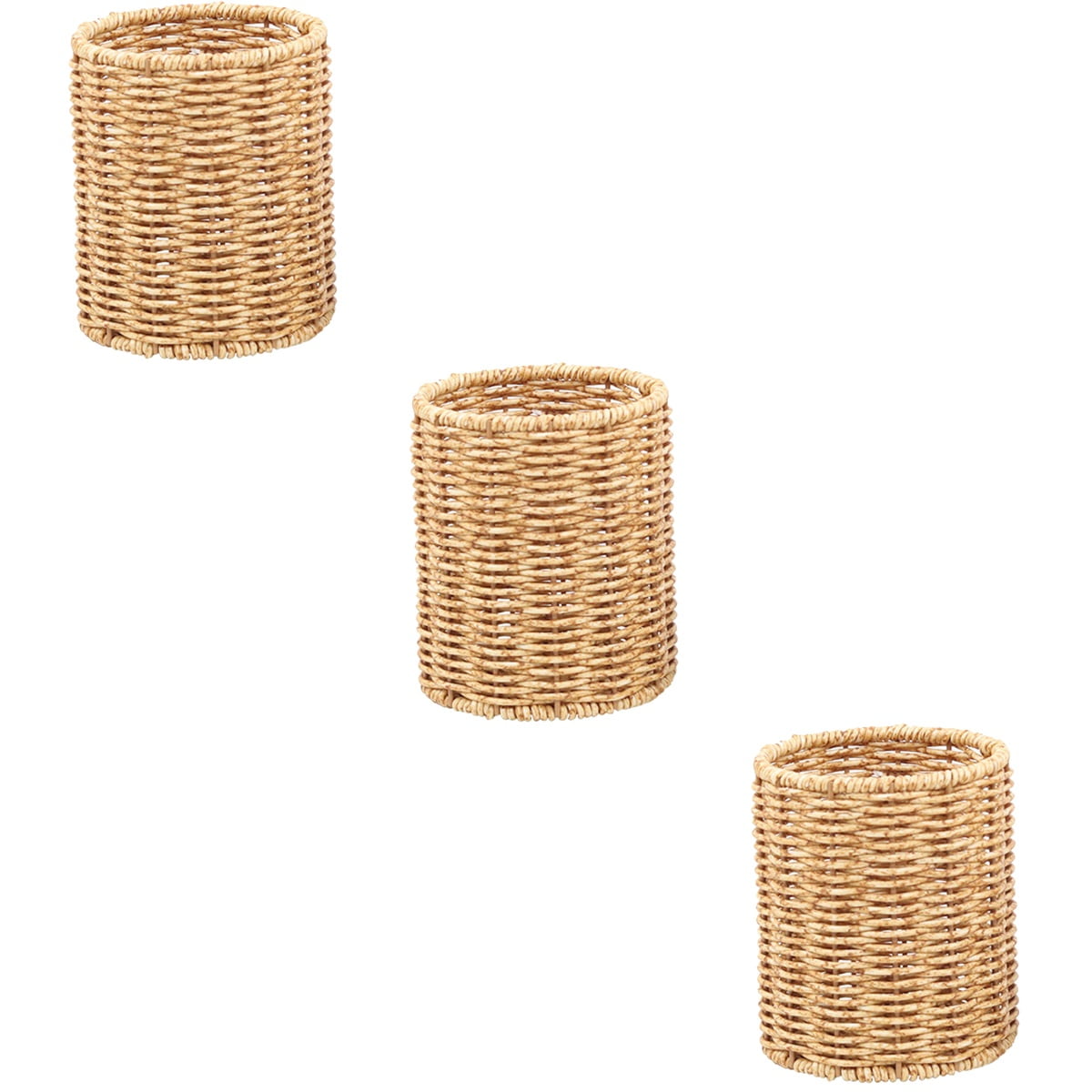 3 Pieces Pen Holder Storage Bins Pen Pot Wicker Makeup Brush Holder