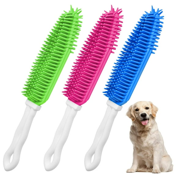 3 Pieces Pet Hair Remove Brush, ABCISI Car & Auto Detailing Brush - Hair Lint Remover for Dogs Cats, Rubber Massage Brush for Furniture, Car Interiors, Carpet