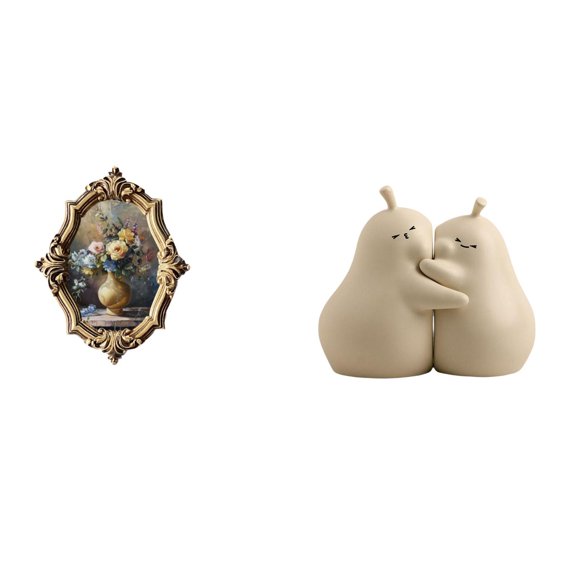 3 Pieces Photo Frame Bookend Picture Display Set Resin Porcelain Artistic Decor for Office Bedroom Gallery