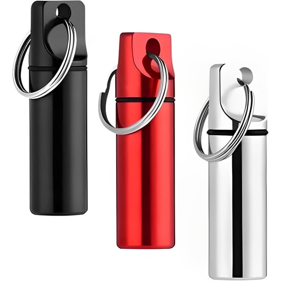 3 Pieces Pill Holder Keychain Small Pill Case Keychain Waterproof Portable Metal Container Organizer Medicine Bottle for Outdoor Camping Travel Pill Box