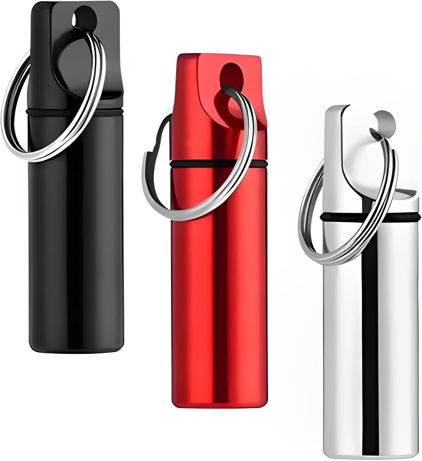 3 Pieces Pill Holder Keychain Small Pill Case Keychain Waterproof Portable Metal Container Organizer Medicine Bottle for Outdoor Camping Travel Pill Box