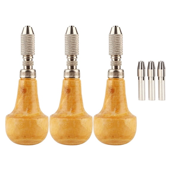 3 Pieces Pin Vise Set with Precision Chuck Wood