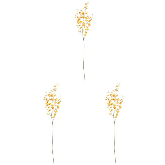 LABSERRON Set of 3 Stem Orange Oncidium Artificial Plants for Home and Office Decoration