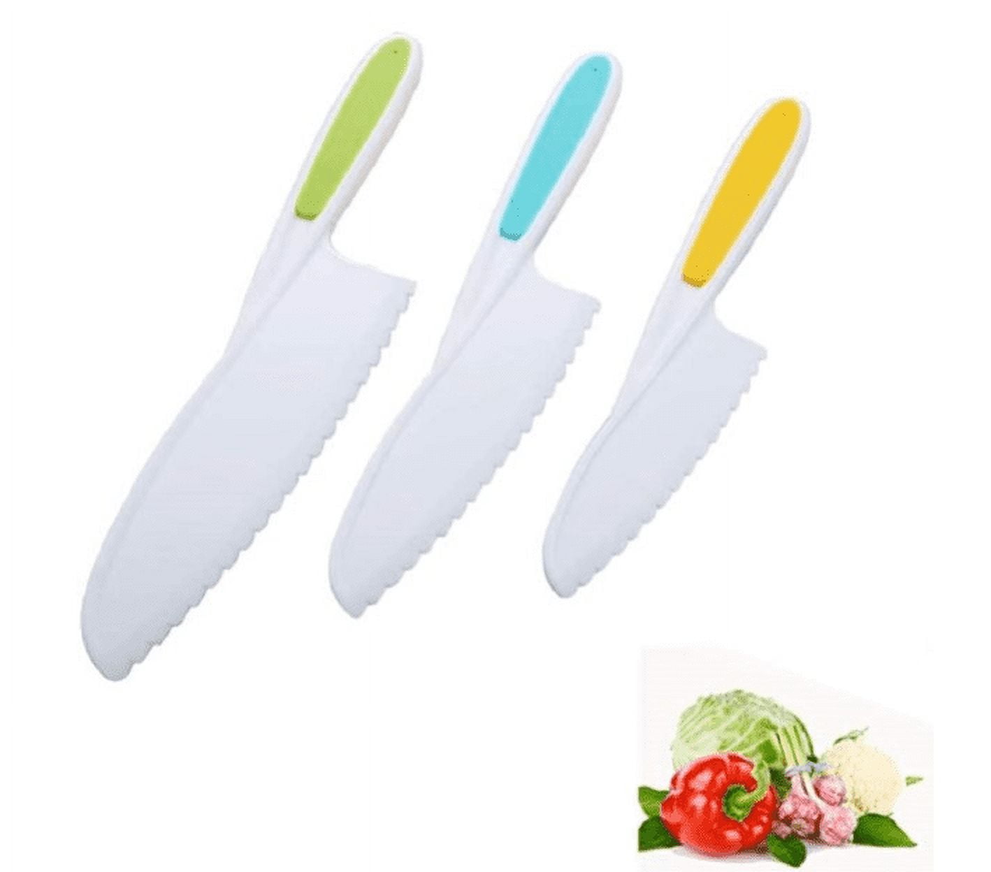 3 Pieces Plastic Kid Kitchen Knife Set, Nylon Chef Knife Children's