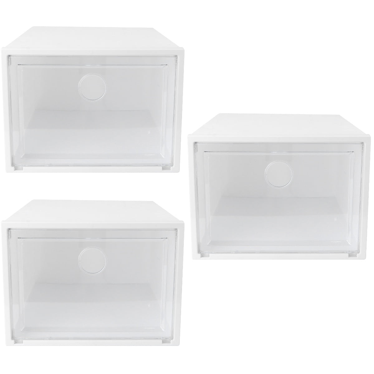 Translucent Crate Set of 3 White Transparent Plastic Storage Crates for Home Organization ...