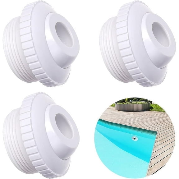 3 Pieces Pool Jet Nozzles, 3/4" Directional Flow Eyeball Inlet Jet, Swimming Pool Return Jet Replacement Parts Fittings Spa with 1-1/2 Inch MIP Thread Pool Accessories for Cleaning White