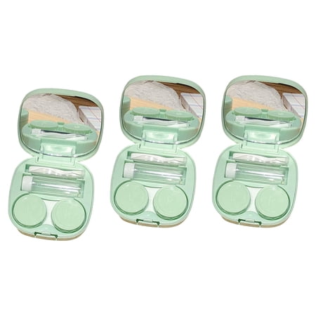 3 Pieces Portable Eye Contact with Accessory Holder Container Convenient for Women R Caps Small Size Green