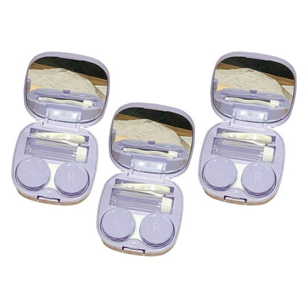 3 Pieces Portable Eye Contact with Accessory Holder Container Convenient for Women R Caps Small Size