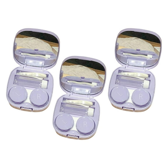 3 Pieces Portable Eye Contact  with Accessory Holder Container Convenient for Women R Caps Small Size