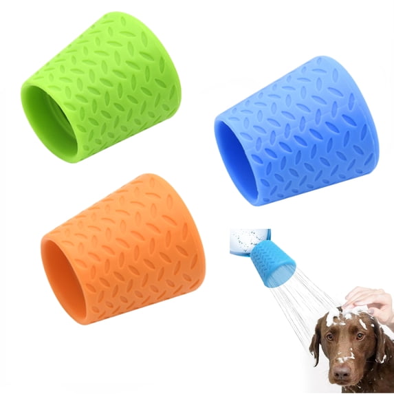 3 Pieces Portable Outdoor Shower Head for Dogs, Bottle Attachment Fits 16 Oz to 2 Liter Plastic Water Bottles,Blue,Green,Orange