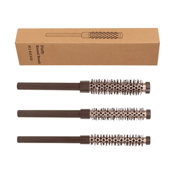 3 Pieces Portable Round Brush Set for Quick Styling of Short Hair with Nylon Bristles and Lightweight Designs for Travel