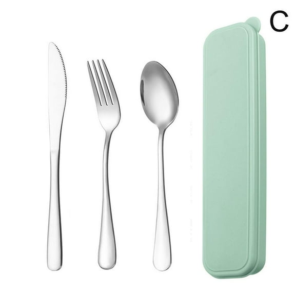 3 Pieces Portable Stainless Steel Flatware,Travel Camping Cutlery Set,Stainless Steel Flatware Set,Reusable stainless steel tableware including Knife Fork Spoon for Lunch Box and Camping E1V6