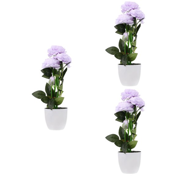 3 Pieces Potted Peony Artificial Flowers with Vase Sunflower Indoor Plants Office Violet
